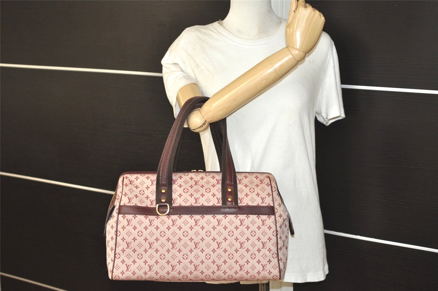 Authentic Louis Vuitton Monogram Mini Josephine GM Hand Bag Pink M92213 LV 8998I