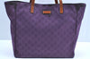 Authentic GUCCI Vintage Shoulder Tote Bag GG Nylon Leather 282439 Purple 9000G