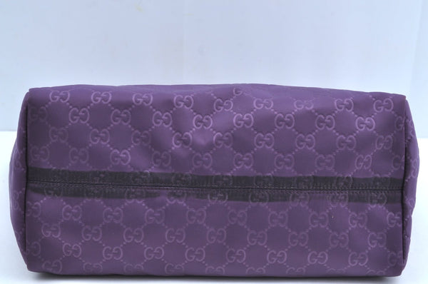 Authentic GUCCI Vintage Shoulder Tote Bag GG Nylon Leather 282439 Purple 9000G