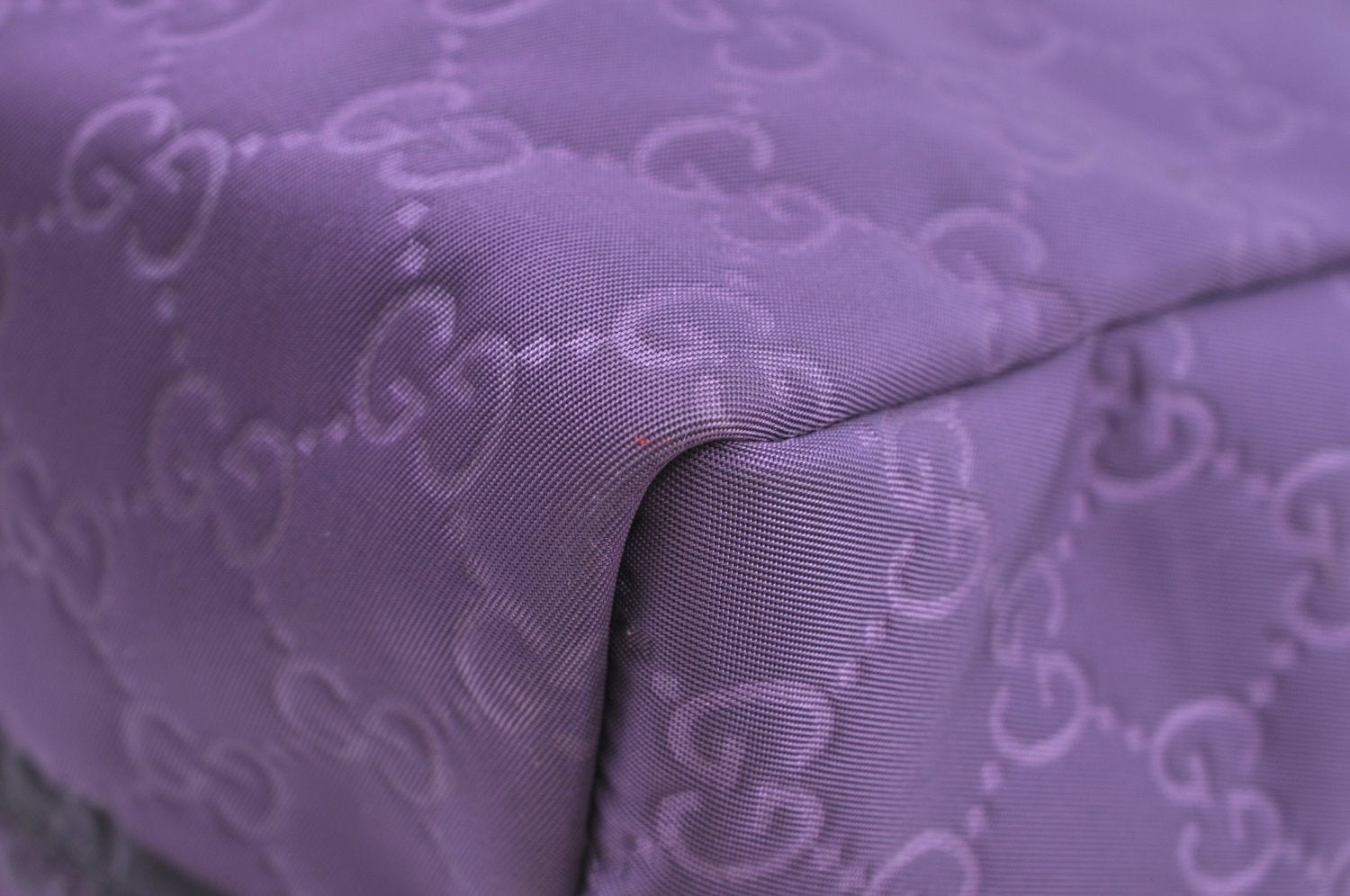 Authentic GUCCI Vintage Shoulder Tote Bag GG Nylon Leather 282439 Purple 9000G