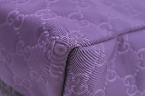 Authentic GUCCI Vintage Shoulder Tote Bag GG Nylon Leather 282439 Purple 9000G