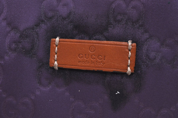 Authentic GUCCI Vintage Shoulder Tote Bag GG Nylon Leather 282439 Purple 9000G