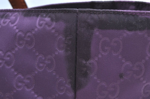 Authentic GUCCI Vintage Shoulder Tote Bag GG Nylon Leather 282439 Purple 9000G