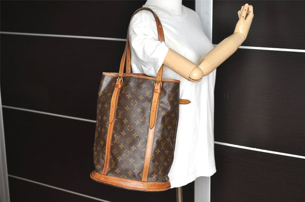 Authentic Louis Vuitton Monogram Bucket GM Shoulder Tote Bag M42236 Junk 9001I