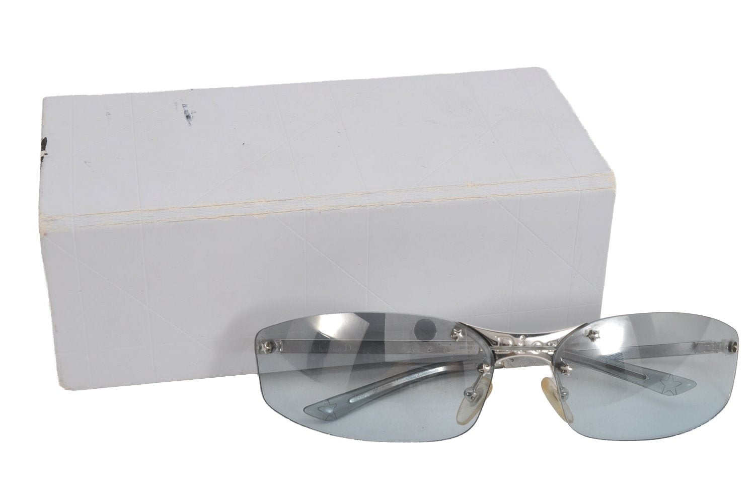 Authentic Christian Dior Vintage Sunglasses Star Titanium YB714 Blue CD 9002J