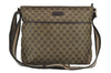 Authentic GUCCI Sherry Line Shoulder Bag GG Canvas Leather 189751 Khaki 9005J