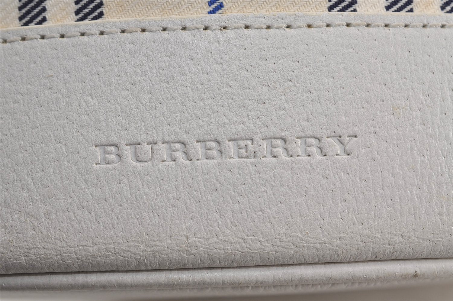 Authentic BURBERRY Vintage Canvas Leather Shoulder Tote Bag Purse White 9008J