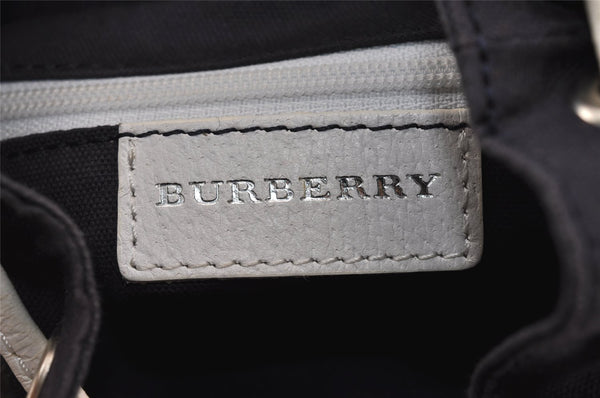 Authentic BURBERRY Vintage Canvas Leather Shoulder Tote Bag Purse White 9008J