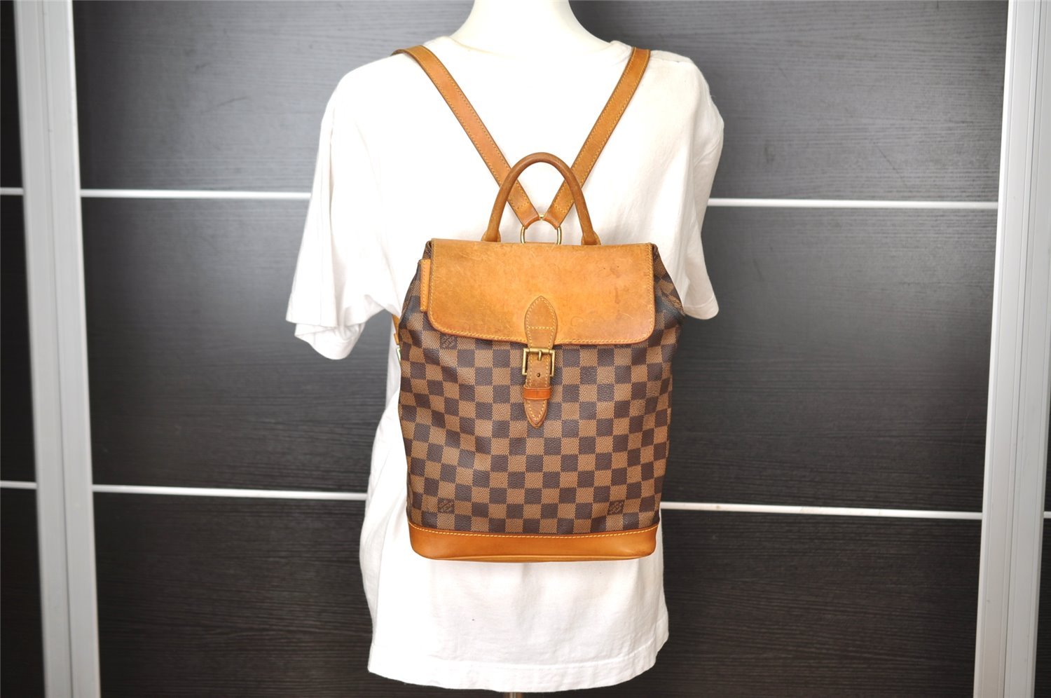 Authentic Louis Vuitton Damier Arlequin Backpack N99038 LV 9009I