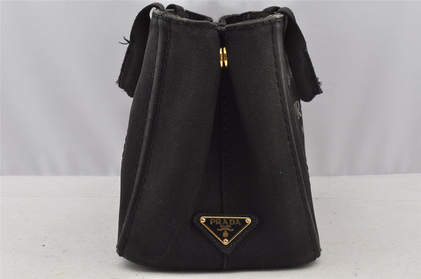 Authentic PRADA Canapa SS Vintage Canvas Hand Bag Purse Black 9010I