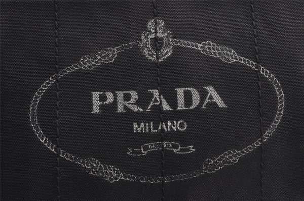 Authentic PRADA Canapa SS Vintage Canvas Hand Bag Purse Black 9010I