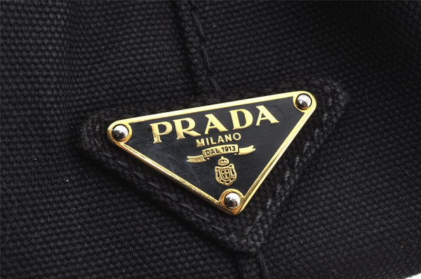 Authentic PRADA Canapa SS Vintage Canvas Hand Bag Purse Black 9010I