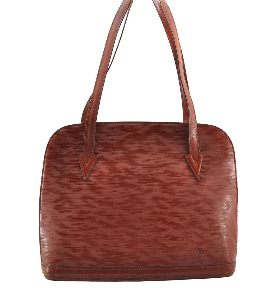 Authentic Louis Vuitton Epi Lussac Shoulder Tote Bag Brown M52283 LV 9014I