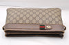 Authentic GUCCI Web Sherry Line 2Way Clutch Bag GG PVC Leather Brown Junk 9017I