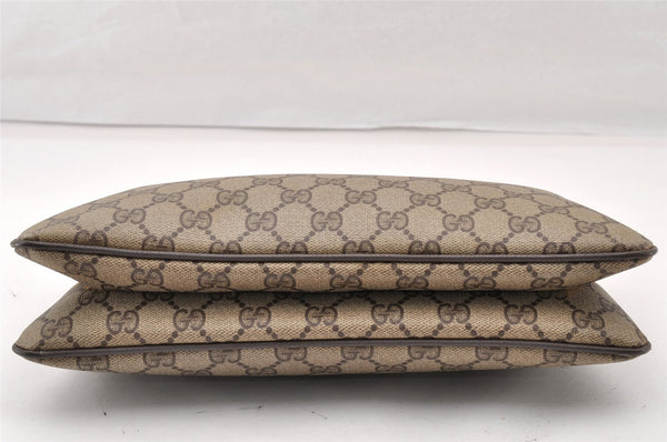 Authentic GUCCI Web Sherry Line 2Way Clutch Bag GG PVC Leather Brown Junk 9017I