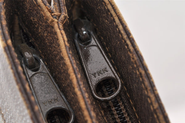 Authentic GUCCI Web Sherry Line 2Way Clutch Bag GG PVC Leather Brown Junk 9017I