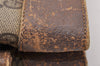Authentic GUCCI Web Sherry Line 2Way Clutch Bag GG PVC Leather Brown Junk 9017I