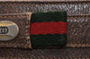 Authentic GUCCI Web Sherry Line 2Way Clutch Bag GG PVC Leather Brown Junk 9017I