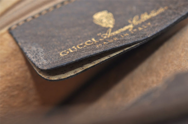 Authentic GUCCI Web Sherry Line 2Way Clutch Bag GG PVC Leather Brown Junk 9017I