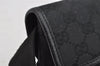 Authentic GUCCI Waist Body Bag Purse GG Canvas Leather 131236 Black 9018J