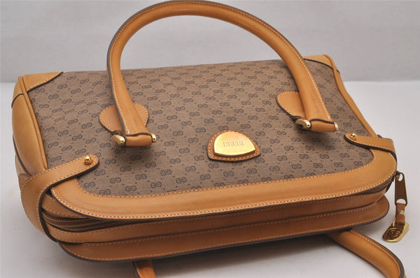 Authentic GUCCI Vintage Micro GG PVC Leather Hand Boston Bag Brown Junk 9020I