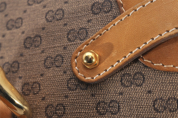 Authentic GUCCI Vintage Micro GG PVC Leather Hand Boston Bag Brown Junk 9020I