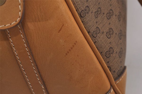 Authentic GUCCI Vintage Micro GG PVC Leather Hand Boston Bag Brown Junk 9020I