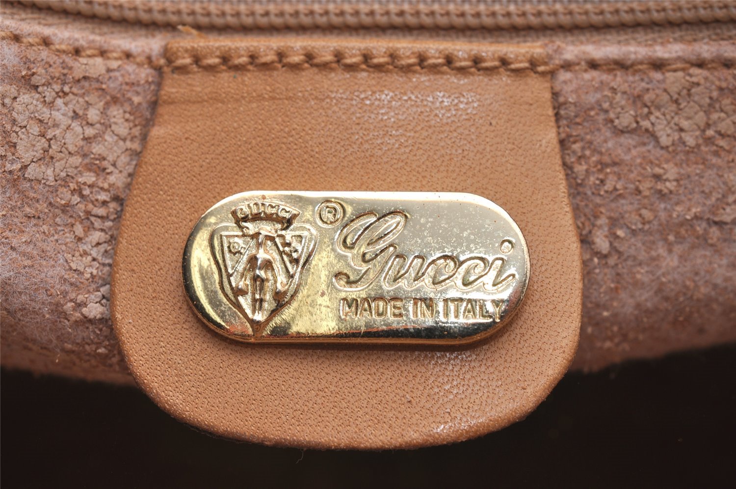 Authentic GUCCI Vintage Micro GG PVC Leather Hand Boston Bag Brown Junk 9020I