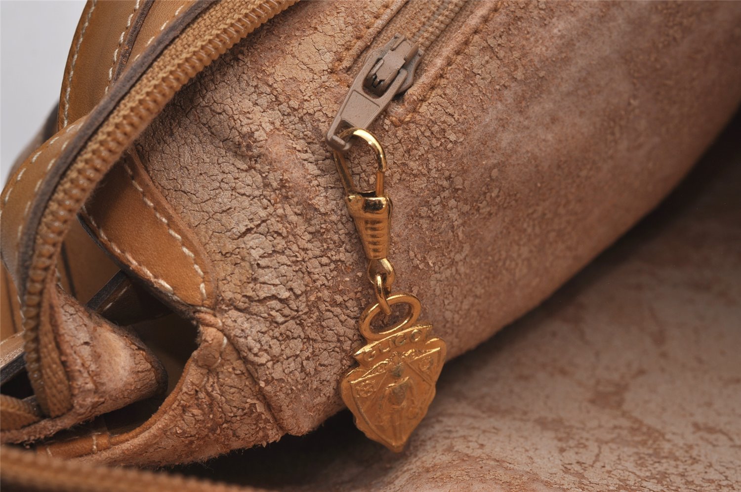 Authentic GUCCI Vintage Micro GG PVC Leather Hand Boston Bag Brown Junk 9020I