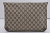 Authentic GUCCI Vintage Clutch Hand Bag GG PVC Leather Brown 9023I