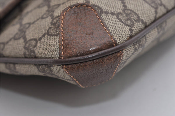 Authentic GUCCI Vintage Clutch Hand Bag GG PVC Leather Brown 9023I