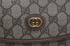 Authentic GUCCI Vintage Clutch Hand Bag GG PVC Leather Brown 9023I