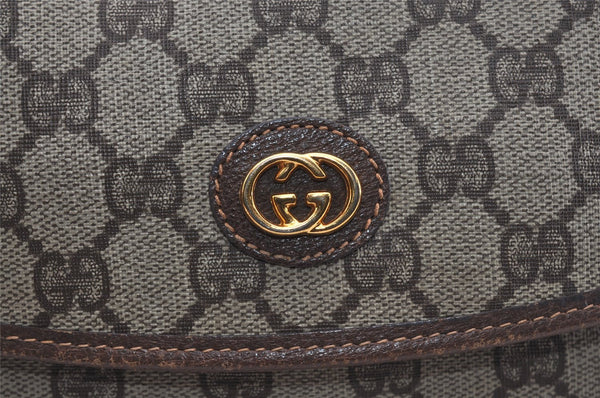 Authentic GUCCI Vintage Clutch Hand Bag GG PVC Leather Brown 9023I