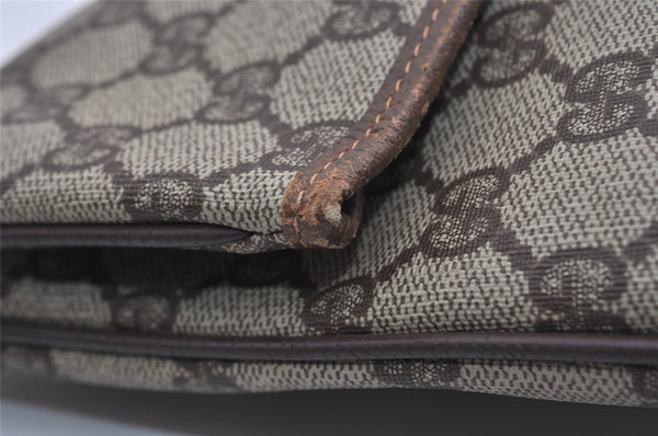 Authentic GUCCI Vintage Clutch Hand Bag GG PVC Leather Brown 9023I