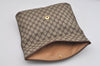 Authentic GUCCI Vintage Clutch Hand Bag GG PVC Leather Brown 9023I