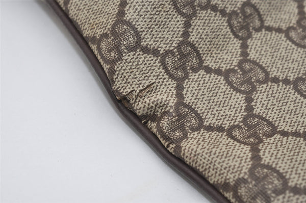 Authentic GUCCI Vintage Clutch Hand Bag GG PVC Leather Brown 9023I