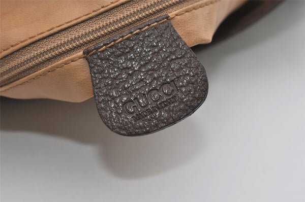 Authentic GUCCI Vintage Clutch Hand Bag GG PVC Leather Brown 9023I