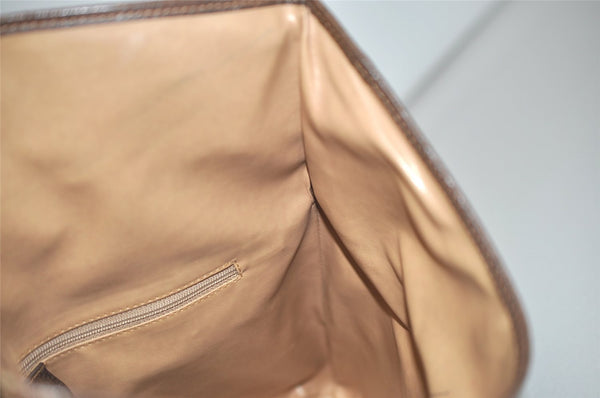 Authentic GUCCI Vintage Clutch Hand Bag GG PVC Leather Brown 9023I