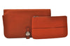 Authentic HERMES Dogon GM Vintage Leather Long Wallet Purse Orange 9023J