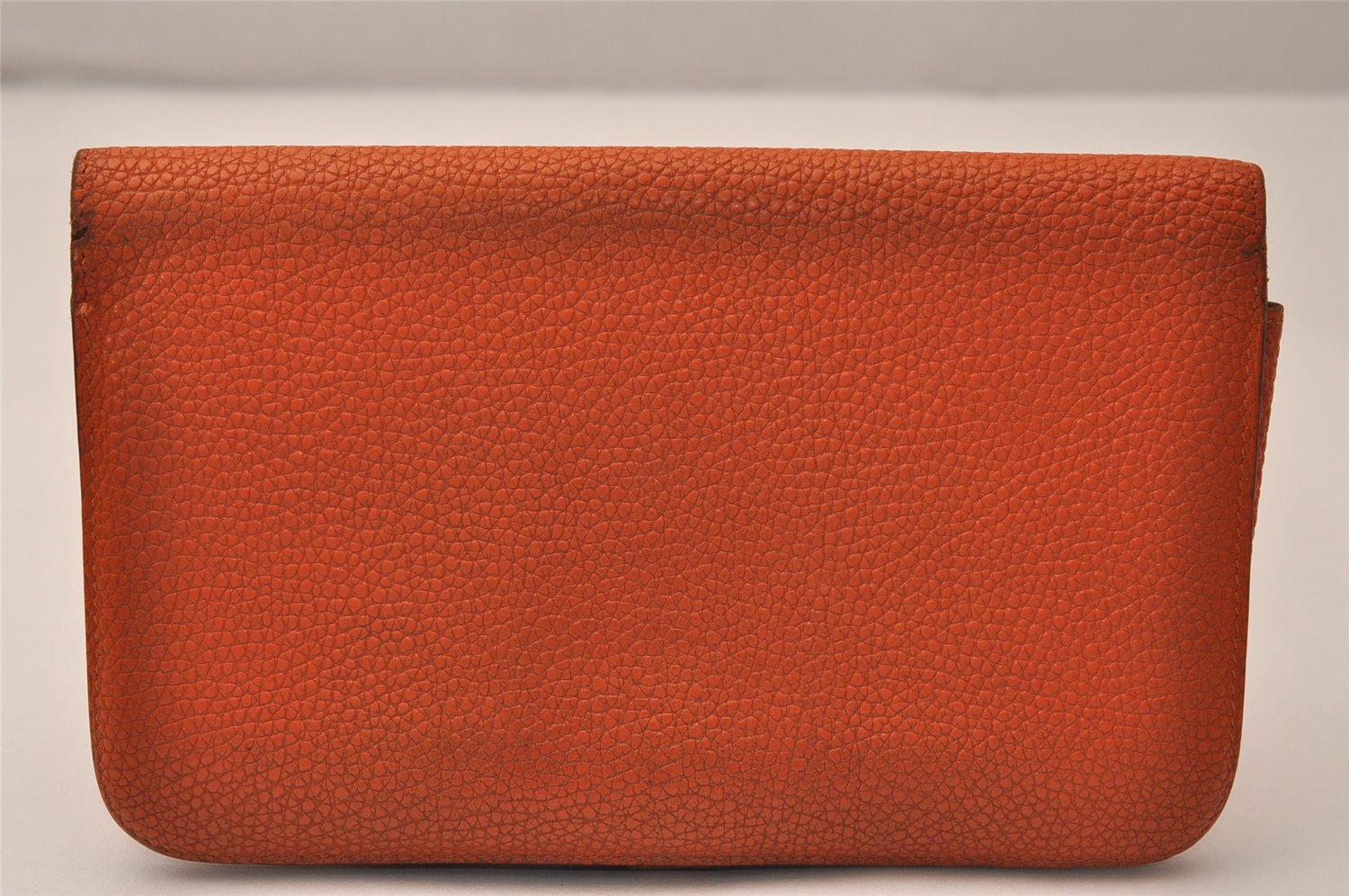 Authentic HERMES Dogon GM Vintage Leather Long Wallet Purse Orange 9023J