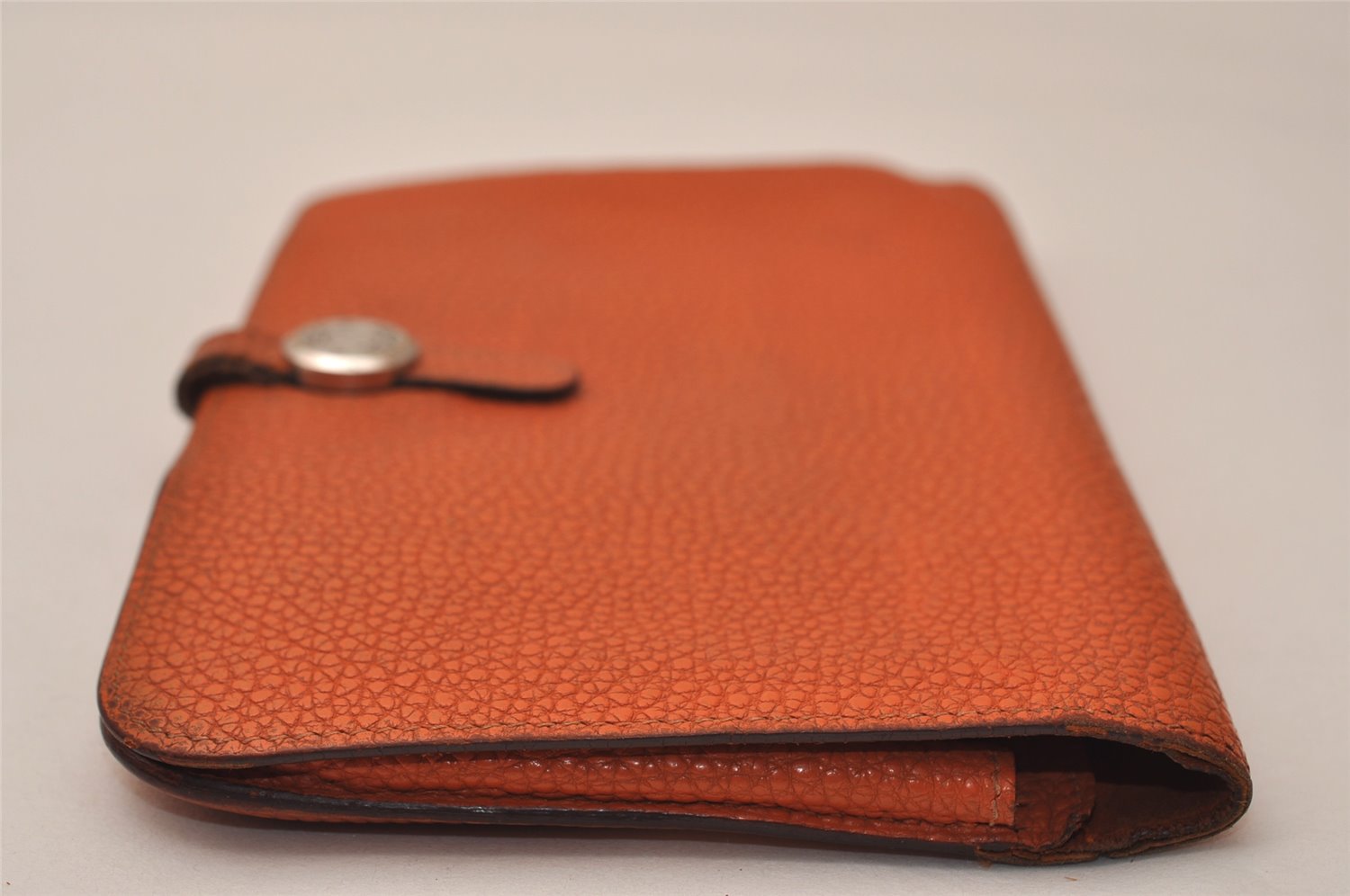 Authentic HERMES Dogon GM Vintage Leather Long Wallet Purse Orange 9023J