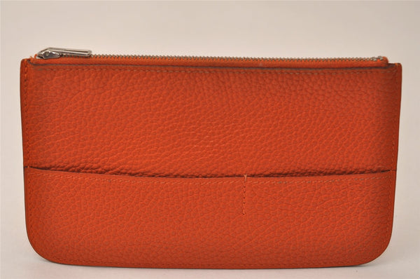 Authentic HERMES Dogon GM Vintage Leather Long Wallet Purse Orange 9023J