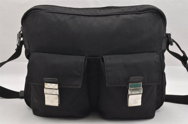 Authentic GUCCI Shoulder Cross Body Bag Nylon Leather 145863 Black 9024I
