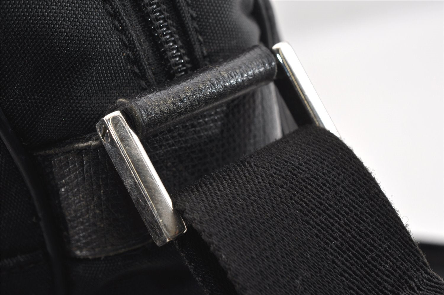 Authentic GUCCI Shoulder Cross Body Bag Nylon Leather 145863 Black 9024I