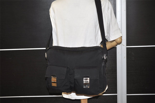 Authentic GUCCI Shoulder Cross Body Bag Nylon Leather 145863 Black 9024I