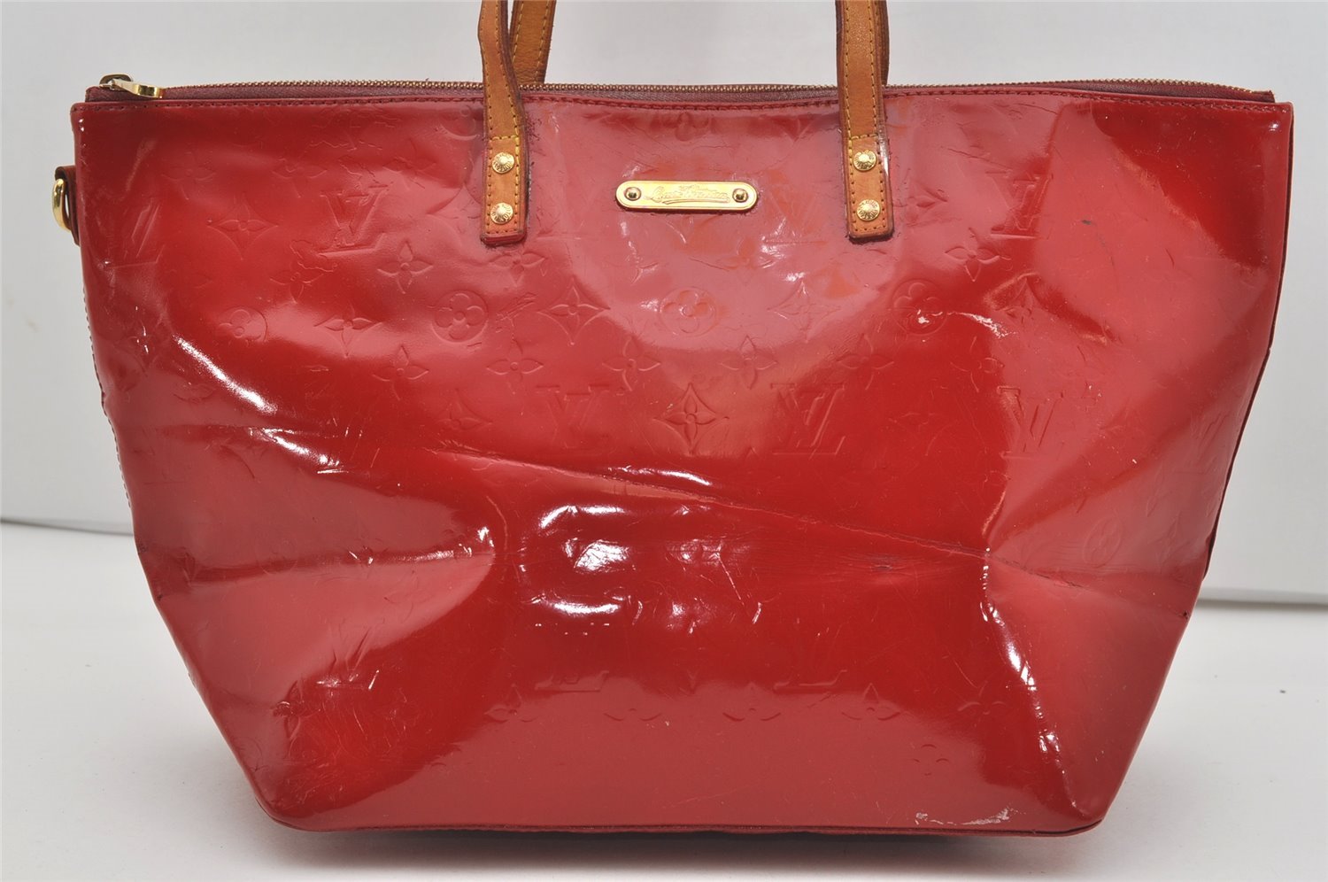 Authentic Louis Vuitton Vernis Bellevue GM Tote Hand Bag Red M93587 LV 9025I