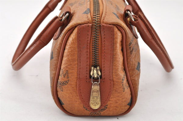 Authentic MCM Visetos Leather Vintage Hand Bag Pouch Purse Brown 9028I