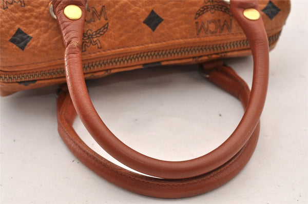 Authentic MCM Visetos Leather Vintage Hand Bag Pouch Purse Brown 9028I