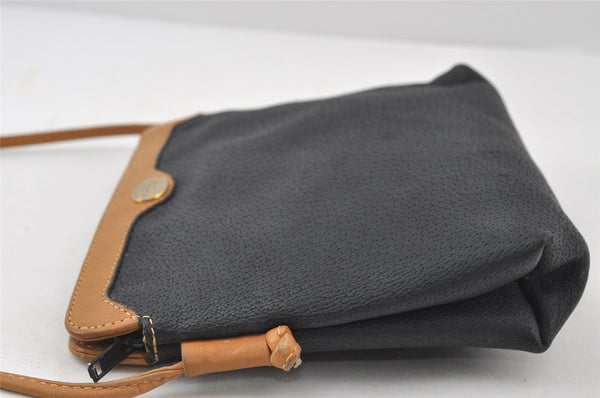 Authentic GUCCI Vintage Shoulder Cross Body Bag Purse Leather Navy Black 9029I