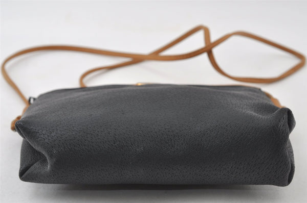 Authentic GUCCI Vintage Shoulder Cross Body Bag Purse Leather Navy Black 9029I